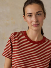Sunwashed Regenerative Tee - Red Ochre Mini Stripe