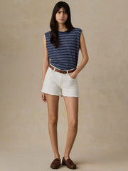 Sunwashed Organic Muscle Tank - Mood Indigo Stripe