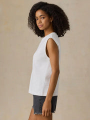 Sunwashed Organic Muscle Tank - White