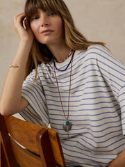 Sunwashed Boyfriend Tee - Ocean Dusk Stripe