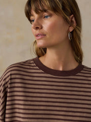Sunwashed Boyfriend Tee - Coffee Sand Stripe