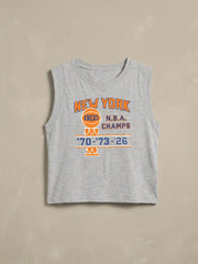 NY Knicks Sunwashed Organic Muscle Tank - Light Grey Heather