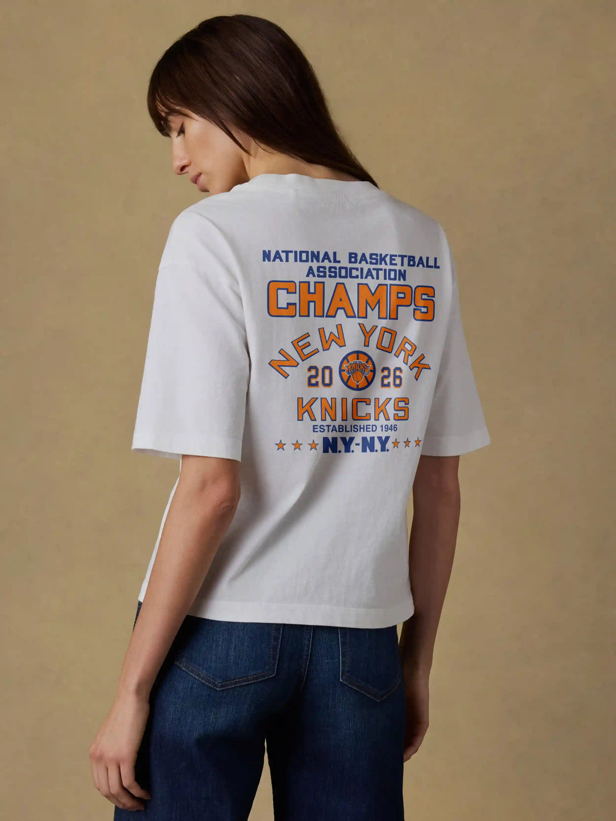 NY Knicks Recycled Cotton Vintage Tee - White