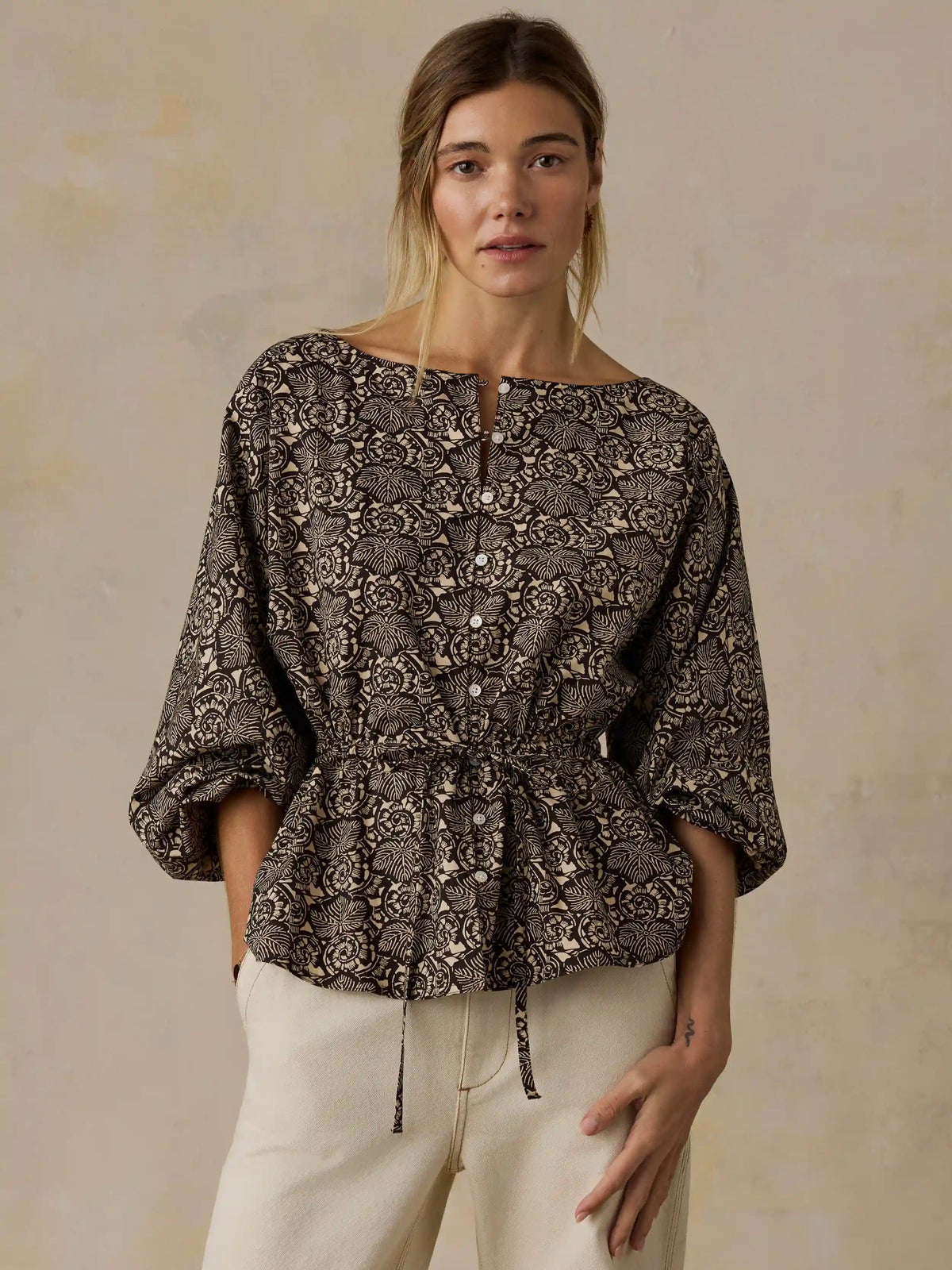 Coastal Poplin Faye Top - Night Bloom