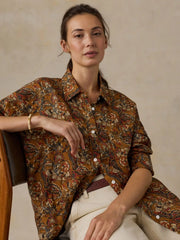 Linen Relaxed Shirt - Victorian Garden