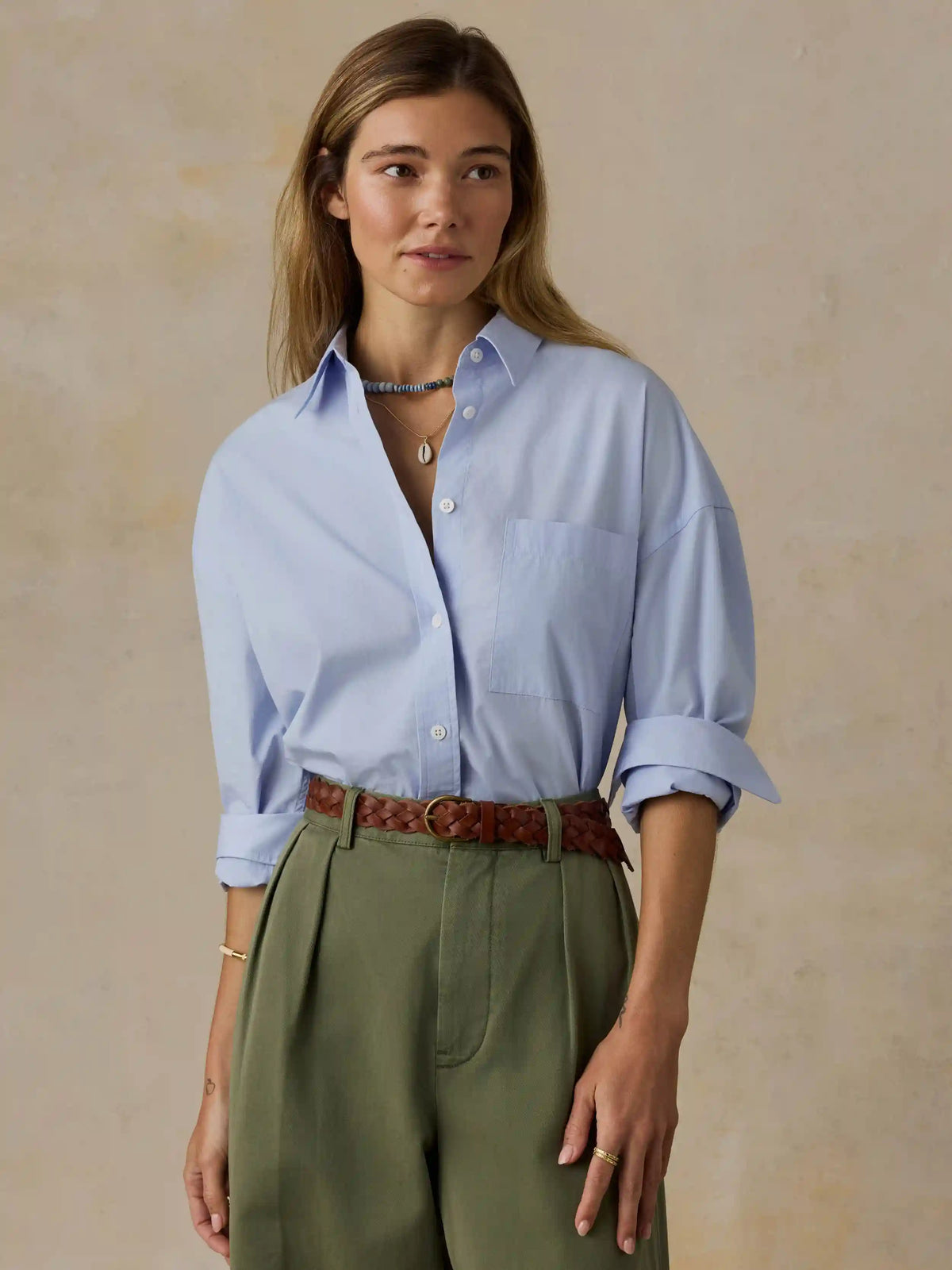 Coastal Poplin Relaxed Shirt - Blue Current