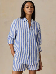Laguna Linen Relaxed Shirt - Coastal Calm Stripe