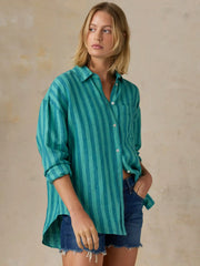 Laguna Linen Relaxed Shirt - Tropic Glow Stripe