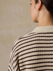 Miramar Linen Relaxed Polo - Woodland Stripe