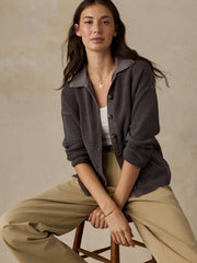 Sunwashed Cotton Sweater Polo - Chocolate Brown