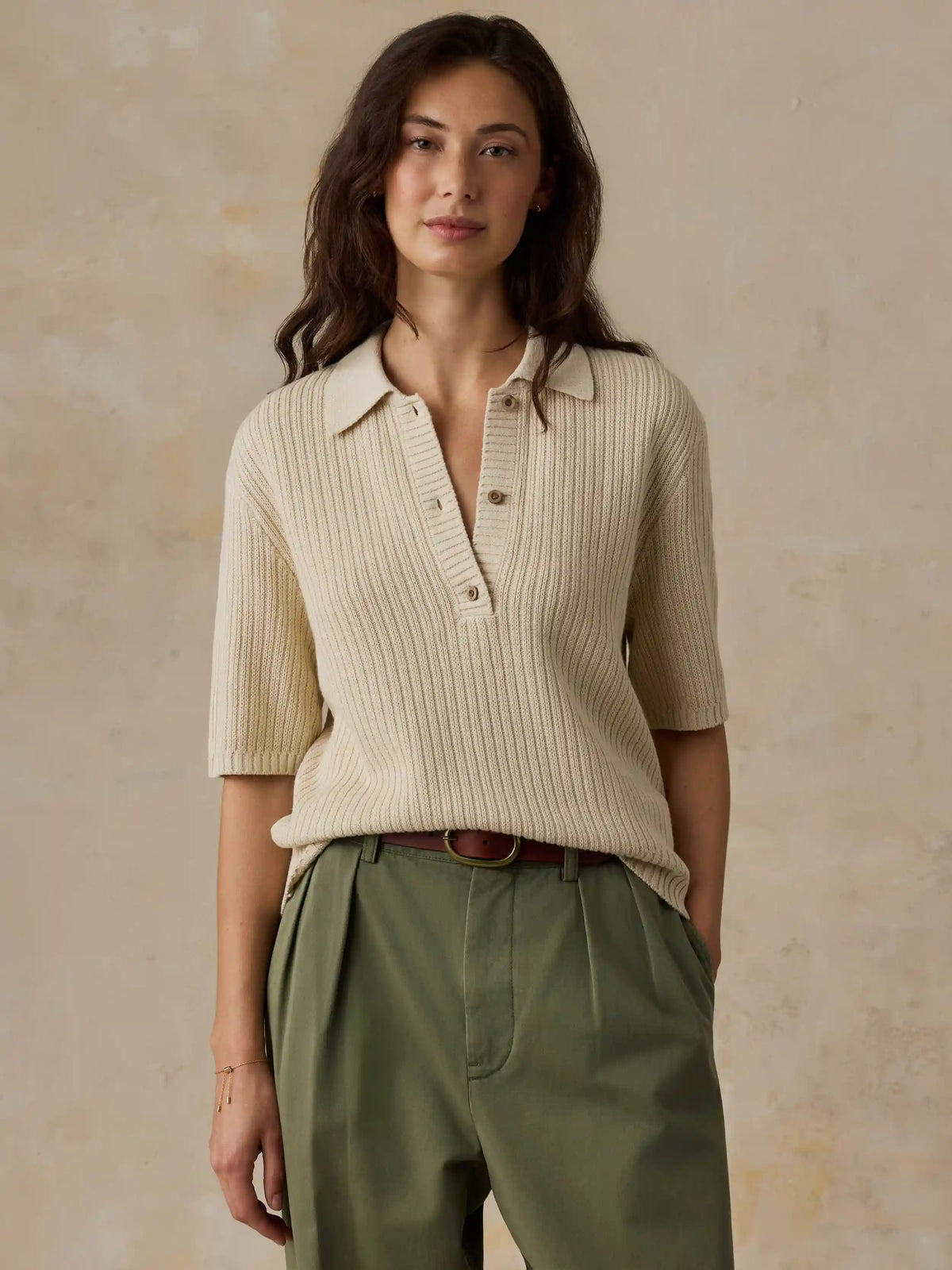 Miramar Linen Short-Sleeve Polo - Summer Sand