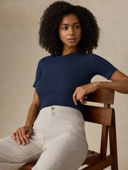 Miramar Linen Mini Rib Tee - Spellbound