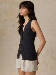 Miramar Linen Cami Cardigan - Washed Black