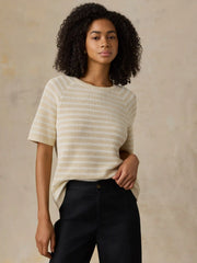 Miramar Linen Tee - Sand Lines