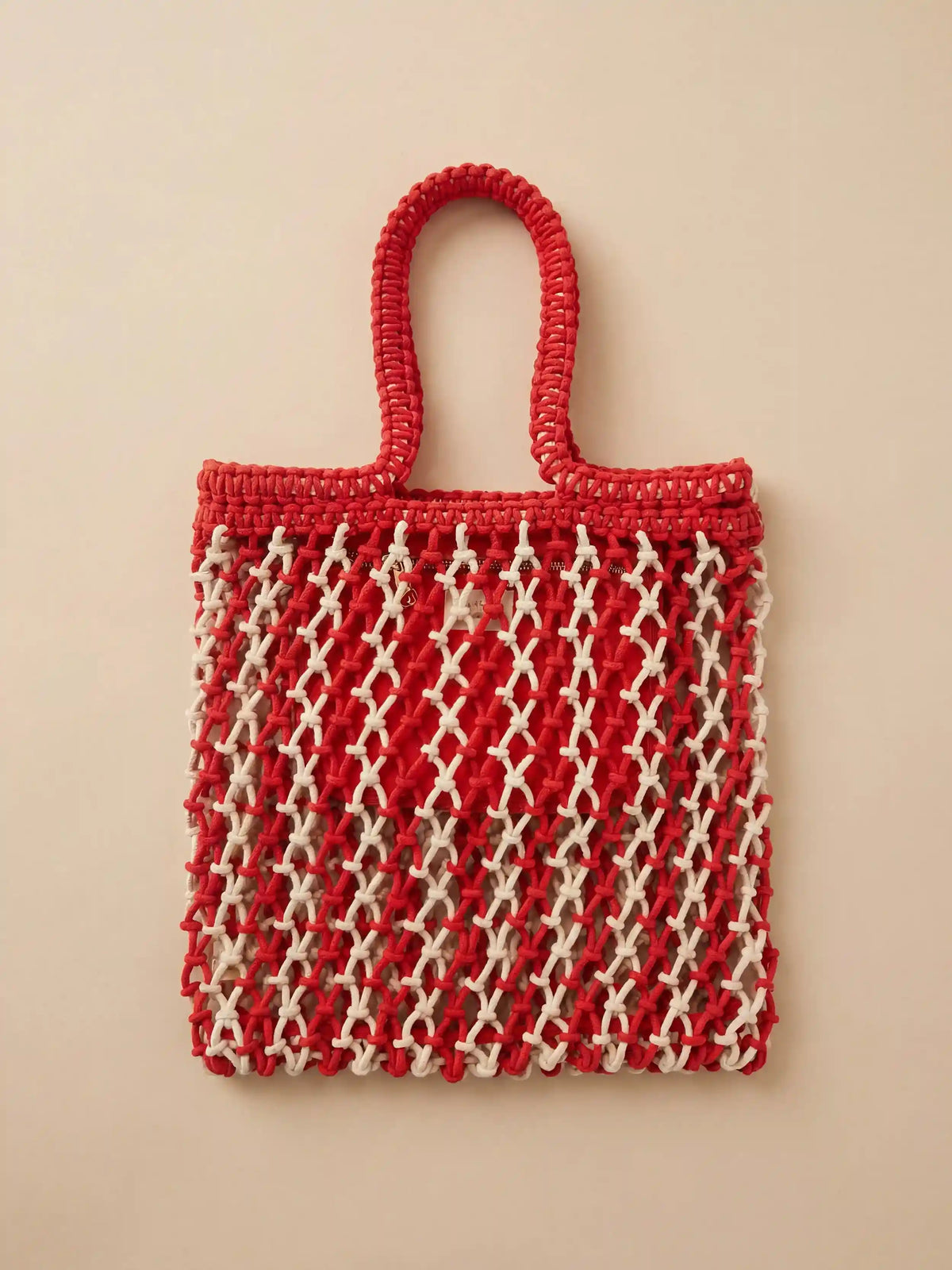 Sunwashed Macrame Tote - Poppy Red