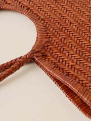 Woven Leather Tote - Tan