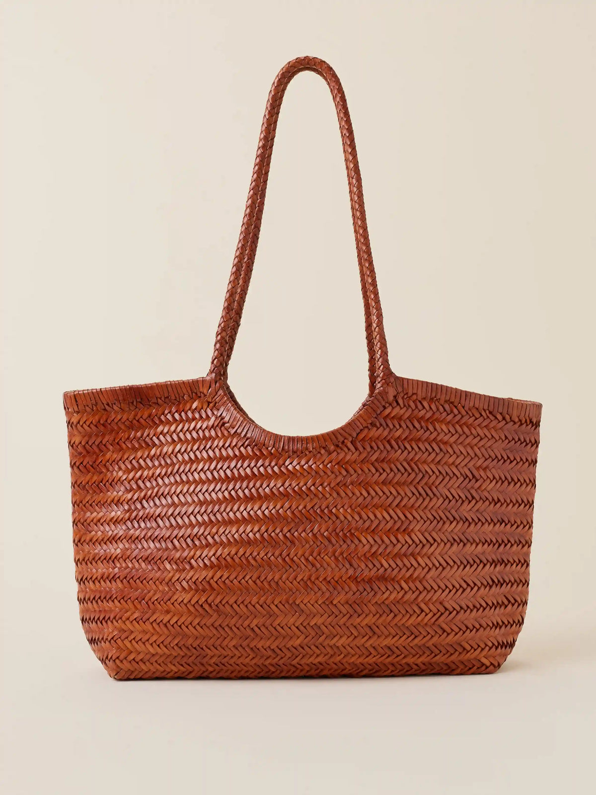 Woven Leather Tote - Tan